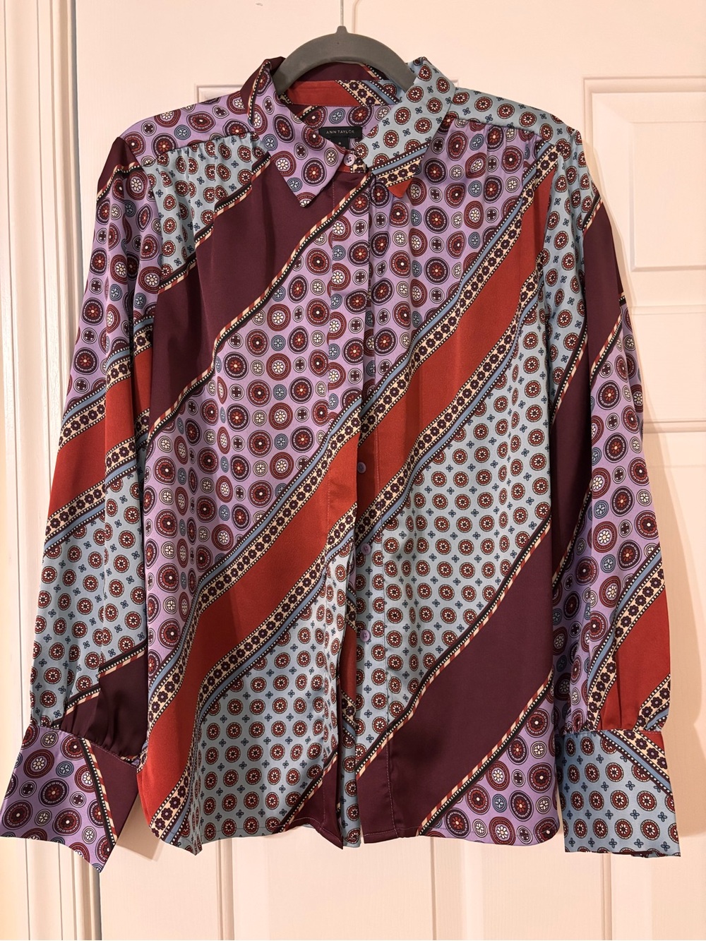 Ann Taylor Men's Diagonal Medallion Shirt Jacket - Purple & Rust